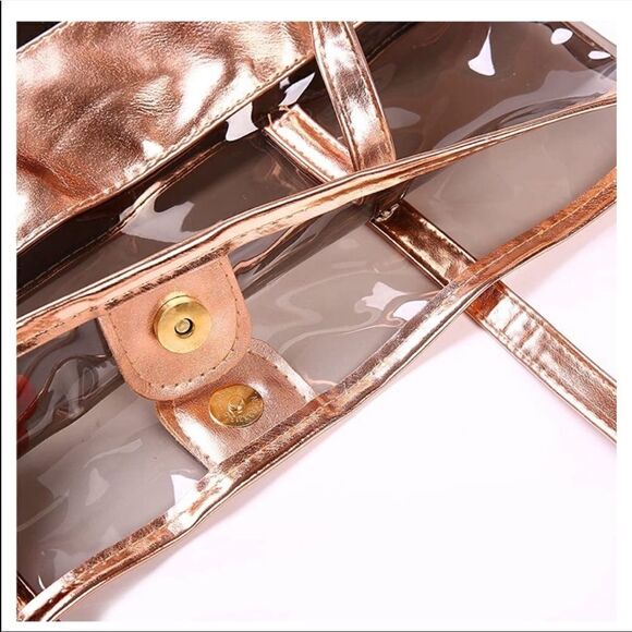 New Semi Clear Stripe Tote Bag Set - Picture 5 of 8